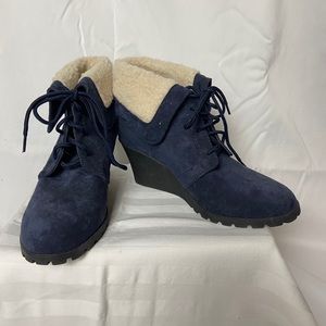 NAUTICA Navy Boot Wedge Bootie